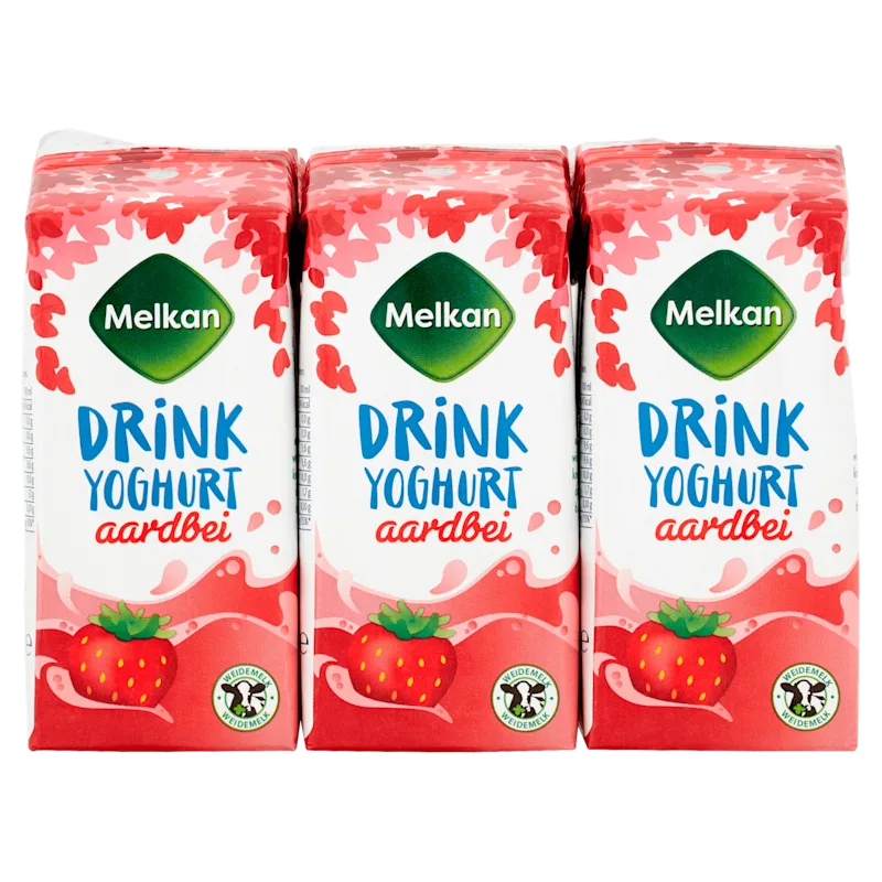 Melkan Drinkyoghurt aardbei mini 6-pack