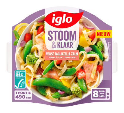 Stoom & klaar verse tagliatelle zalm