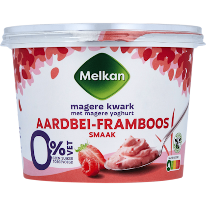 Kwark magere aardbei-framboos
