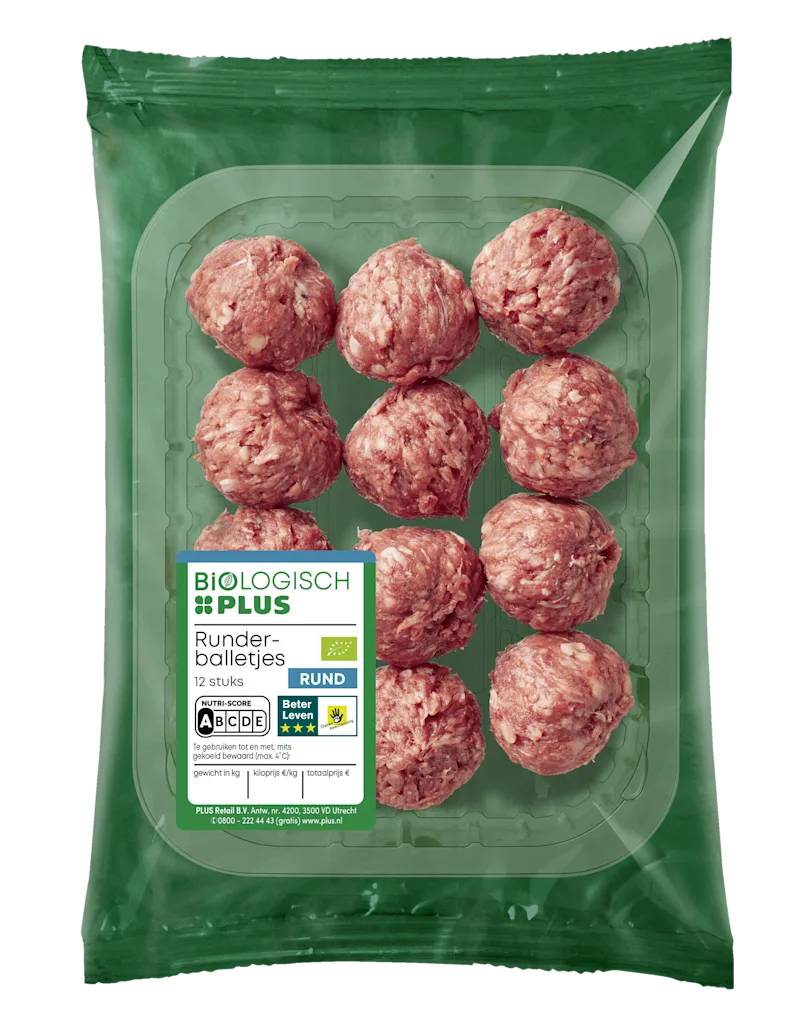 Biologisch PLUS Runderballetjes 12 stuks