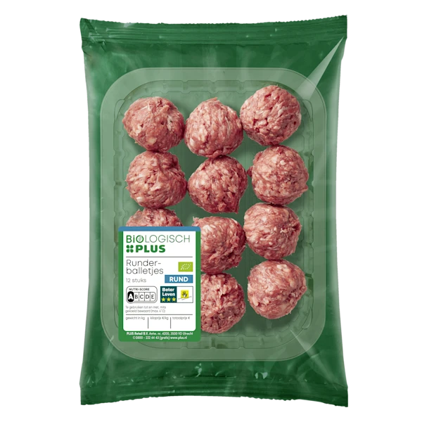 Biologisch PLUS Runderballetjes 12 stuks