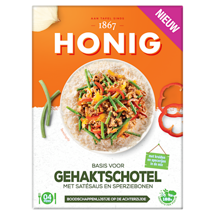 Gehaktschotel Satésaus Sperziebonen