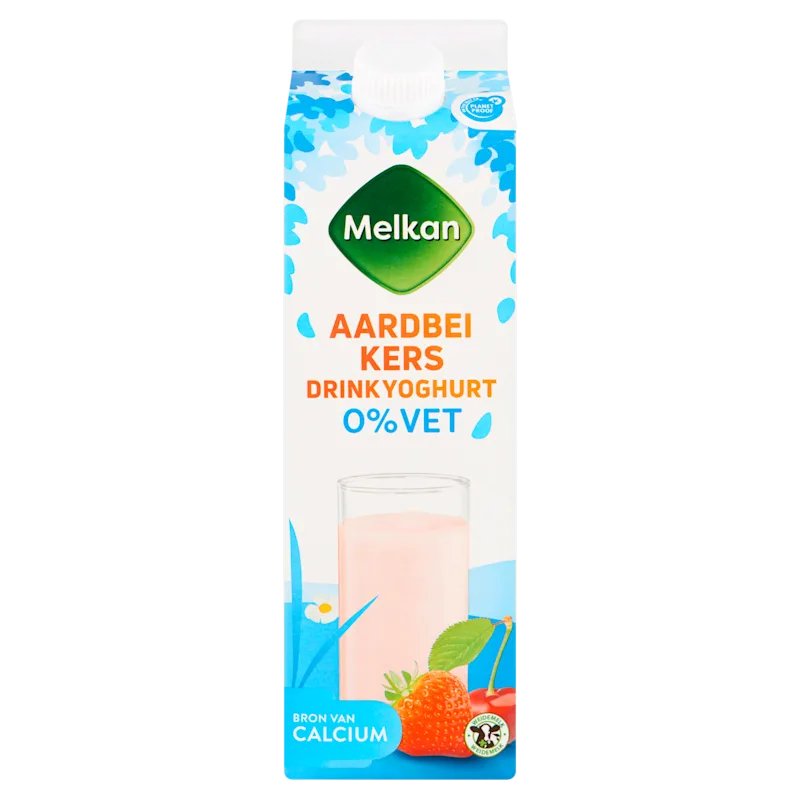 Melkan Drink 0% vet aardbei-kers