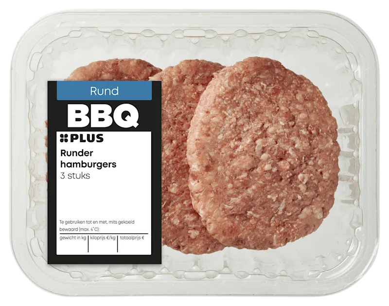 PLUS Runder hamburger 3 stuks