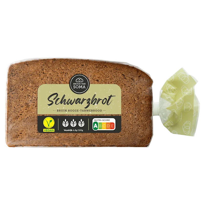 Brood van Soma Schwarzbrot roggebrood