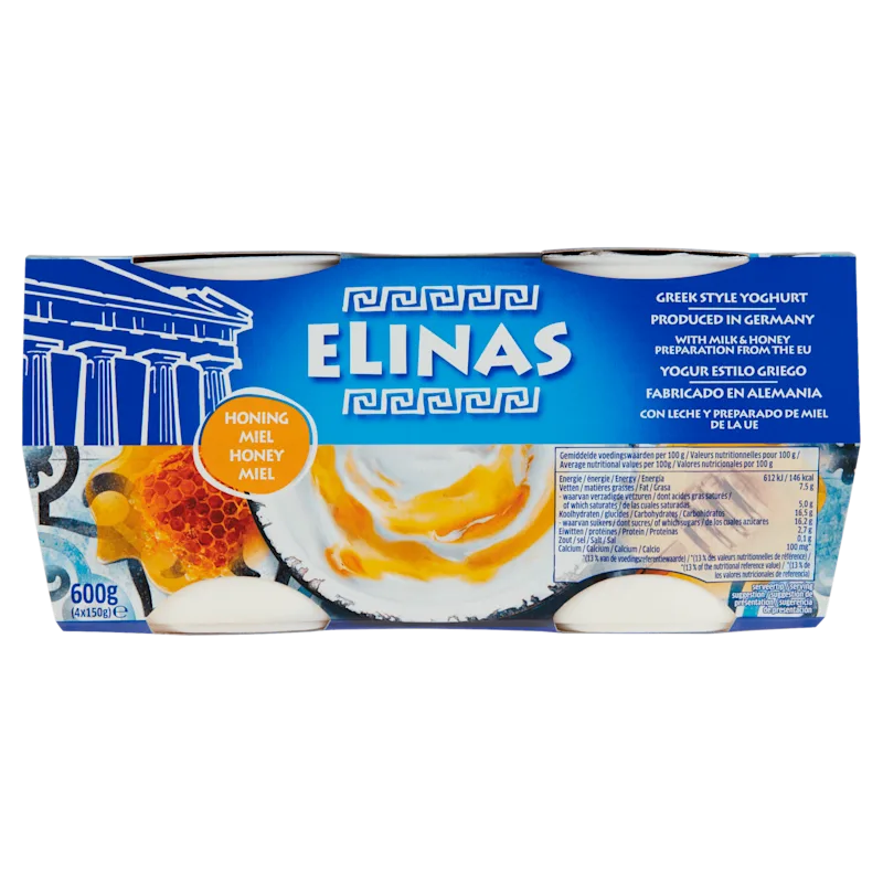 Elinas Griekse stijl yoghurt honing 4-pack