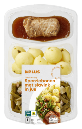 Sperziebonen slavink jus en aardappel