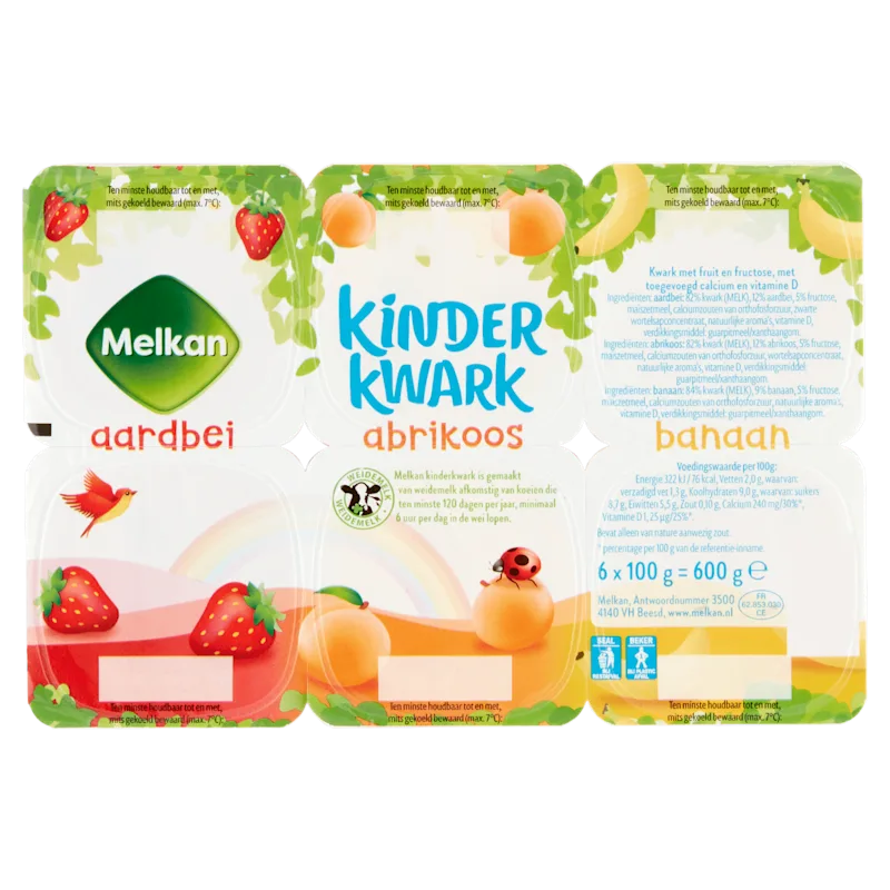 Melkan Toetiemonster Kinderkwark 6 x 100 gram