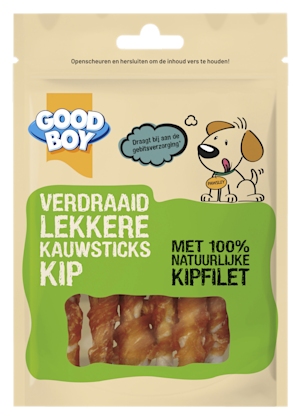 Verdraaid lekkere kauwsnacks kip