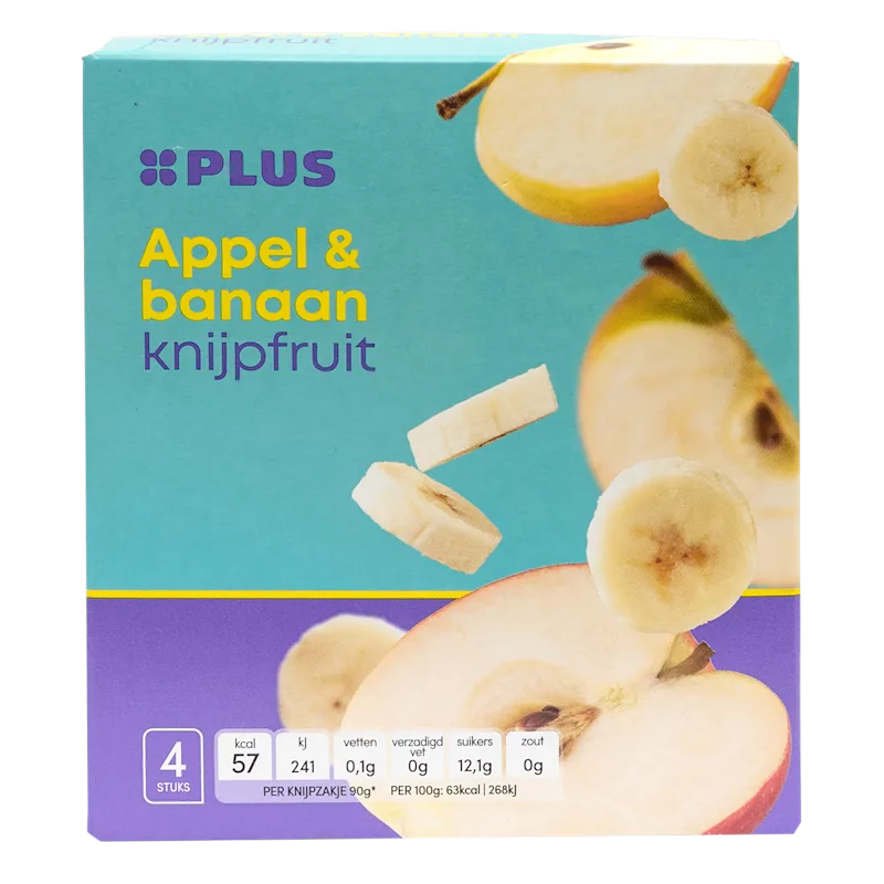 PLUS Knijpfruit appel & banaan 4x90gr