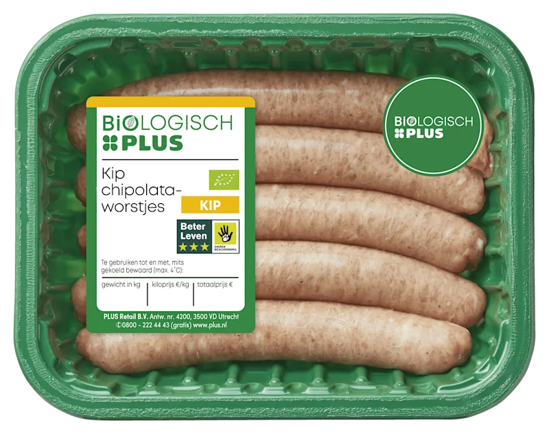 Biologisch PLUS Kip chipolataworstjes