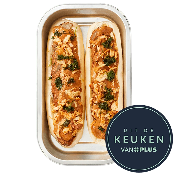 Uit de keuken van Ovenbroodje Gehaktbal met satésaus