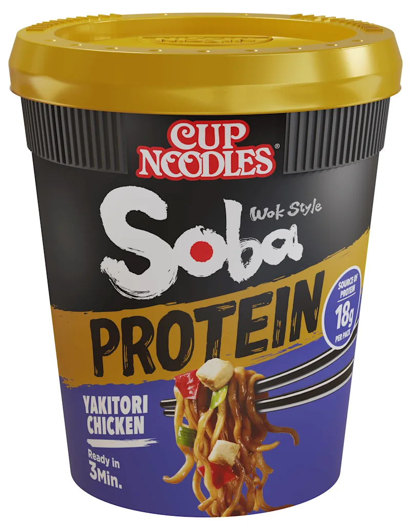 Nissin Soba cup noodle protein yakitori chicken