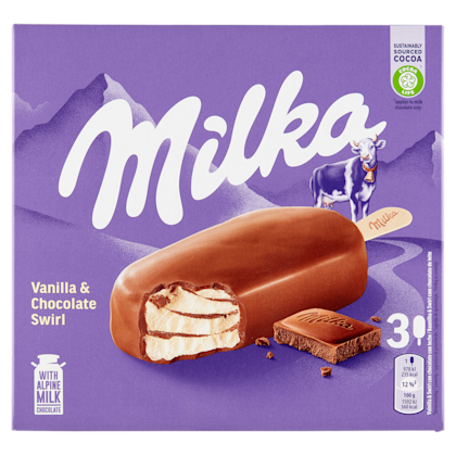Milka Vanilla & chocolate swirl ijs
