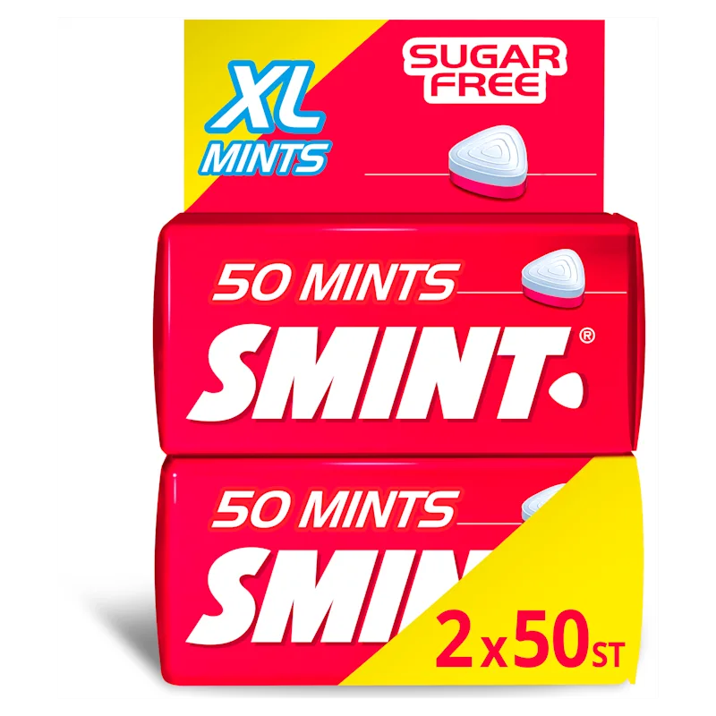 Smint XL Aardbei Suikervrij Duopack 2 x 50 stuks