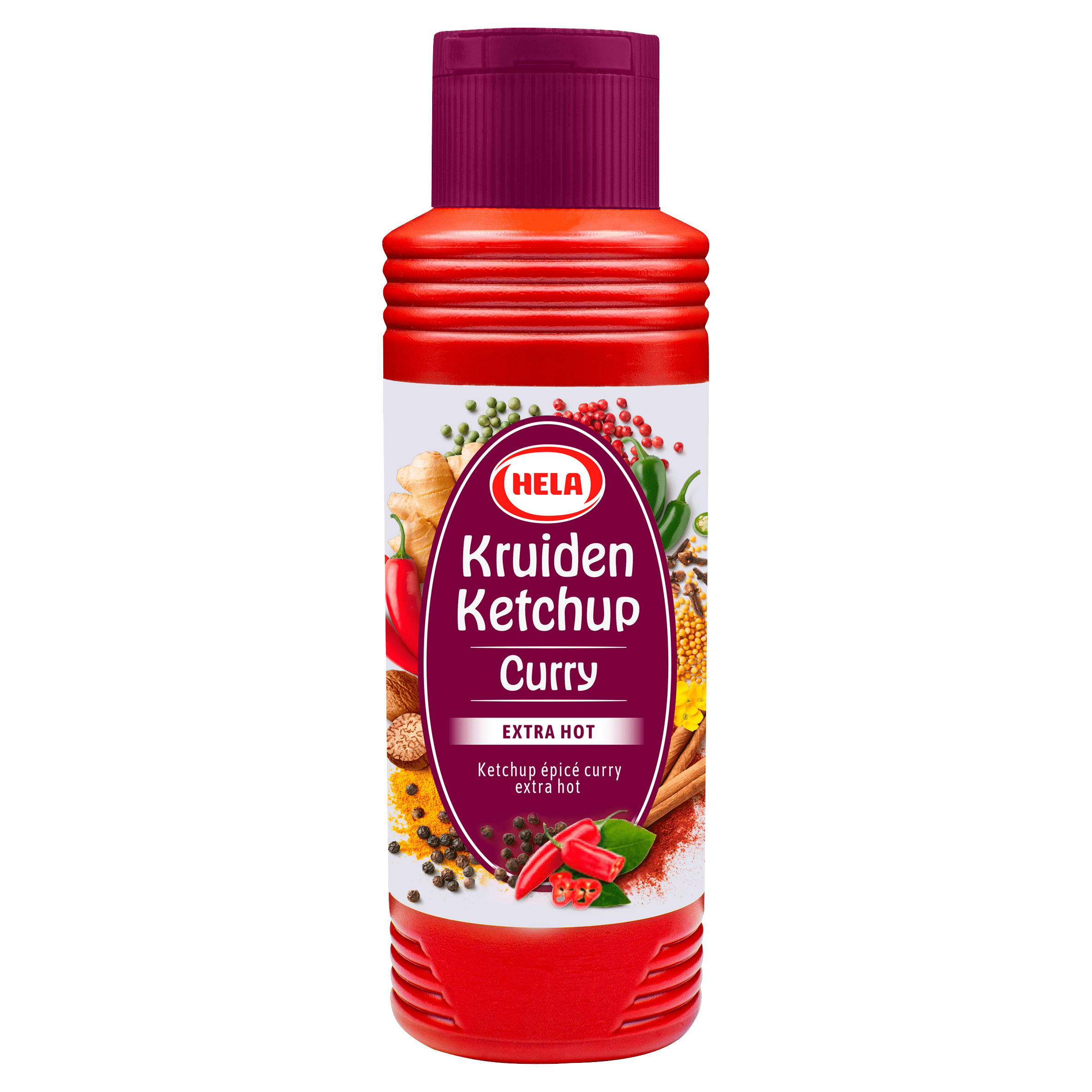 Hela Kruiden Ketchup Curry Extra Hot Per Fles 300 ml
