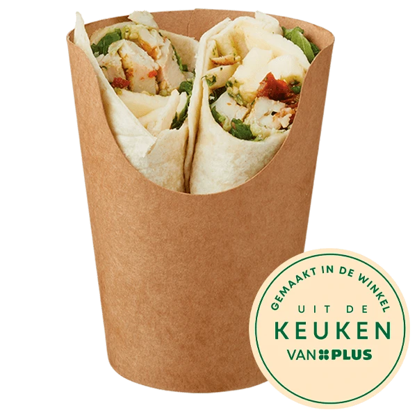 Uit de keuken van PLUS Wrap kip pesto