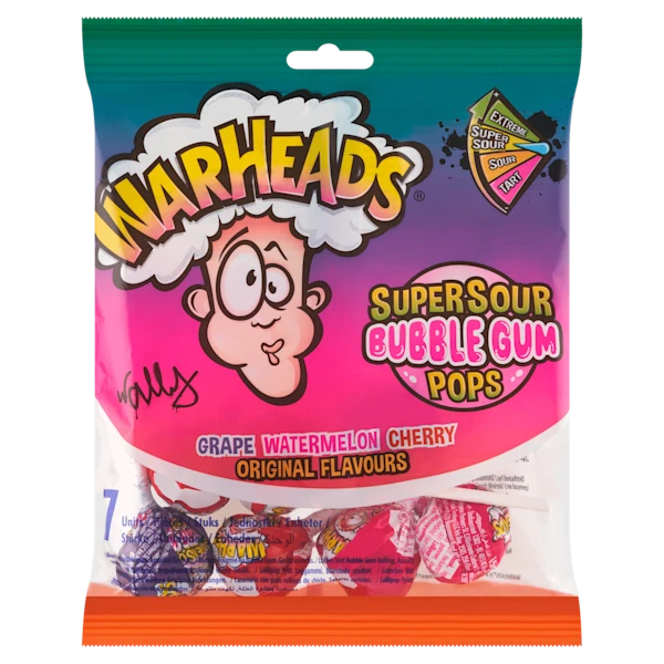 Warheads Super Sour Bubble Gum Pops