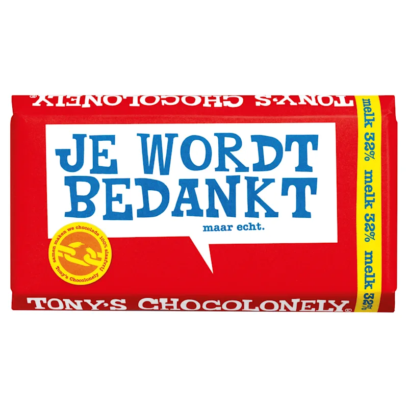 Tony's Chocolonely Melk Bedankt