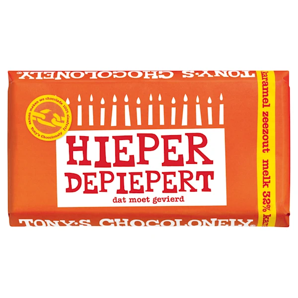 Tony's Chocolonely Melk Karamel Zeezout Gefeliciteerd