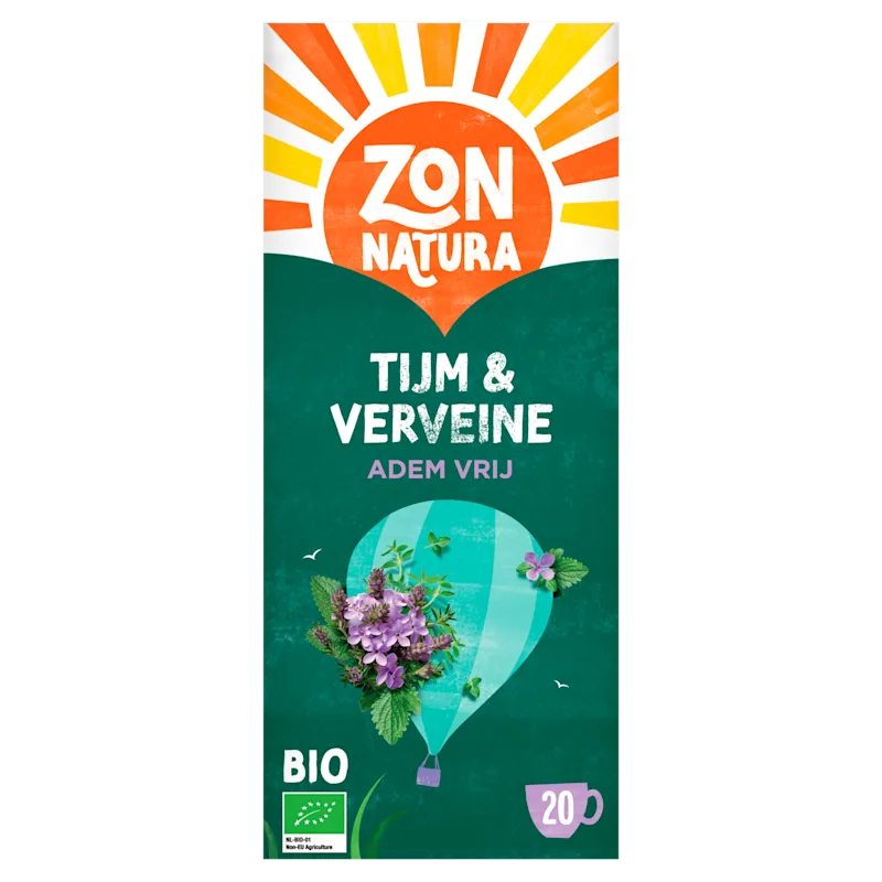 Zonnatura Tijm & Verveine Adem Vrij Kruideninfusie 20 Zakjes 35 g