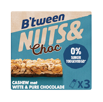 Nuts&Choc cashew witte&pure chocolade