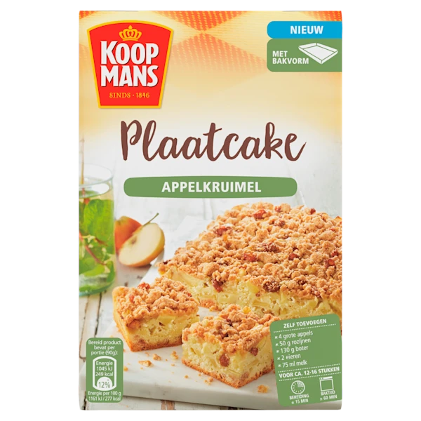 Koopmans Plaatcake appelkruimel bakmix
