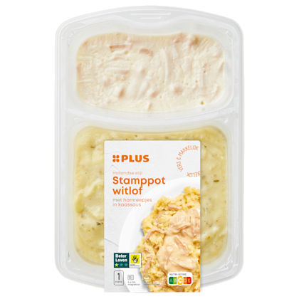 Witlofstamppot met ham in kaassaus