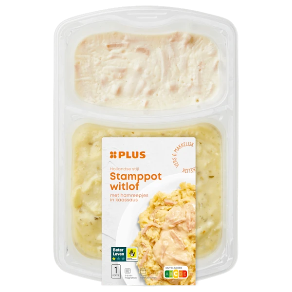 PLUS Witlofstamppot met ham in kaassaus