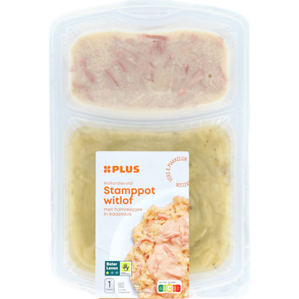 Witlofstamppot met ham in kaassaus