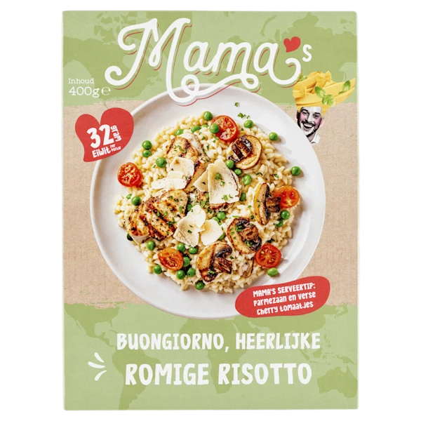 Mama's Maaltijden Risotto bospadestoel, doperwt kipfilet