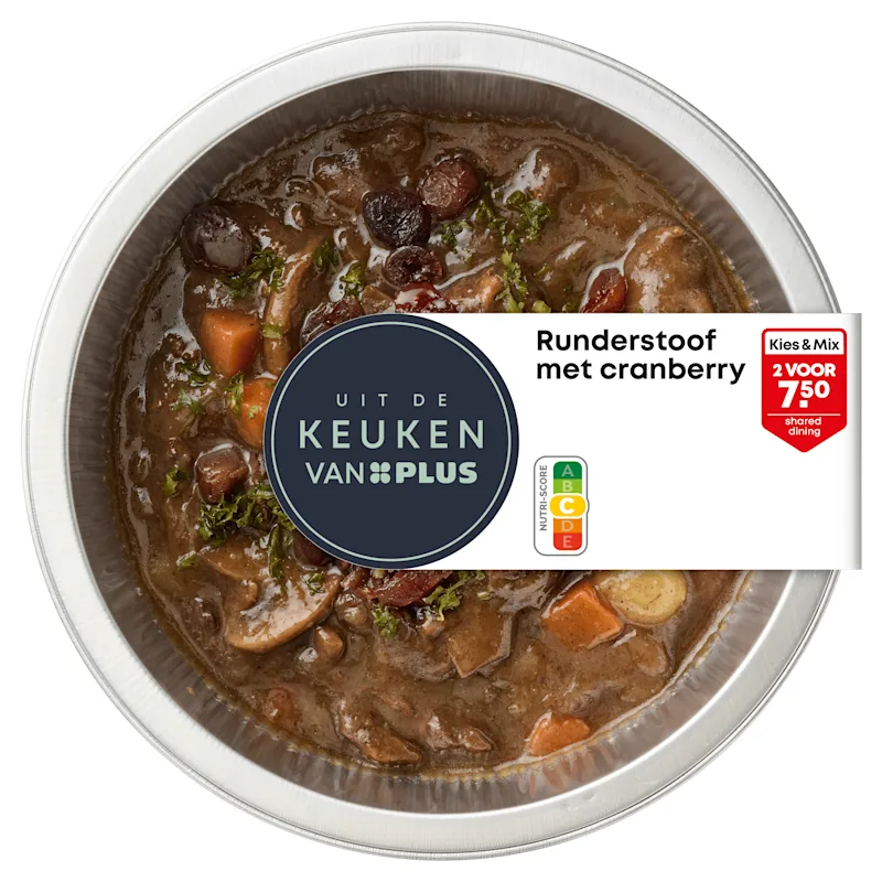 Uit de keuken van PLUS Runderstoof cranberry