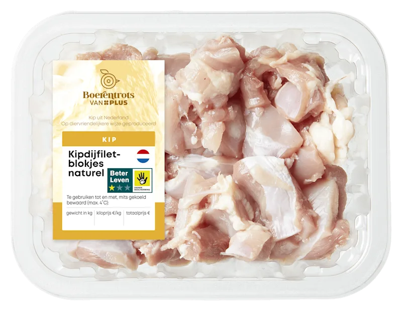 PLUS Boerentrots Kipdijfiletblokjes naturel