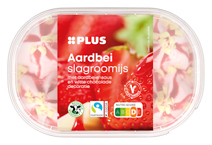 Slagroomijs aardbei witte chocolade