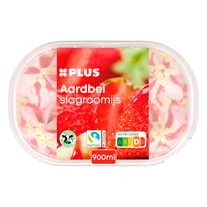 Slagroomijs aardbei witte chocolade