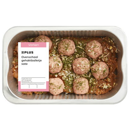 Ovenschaal gehaktballetjes in saté - PLUS