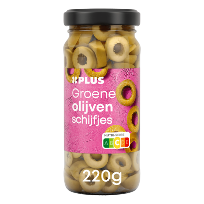 Groene olijven schijfjes