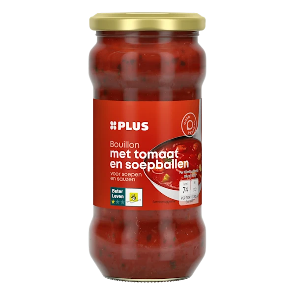 PLUS Bouillon met tomaat en soepballen