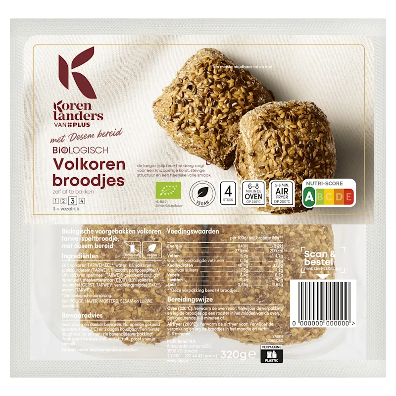 Dutch Bakery Bio desem volkorenbroodjes