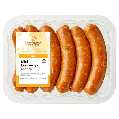 PLUS Boerentrots Mini kipsaucijs chorizo