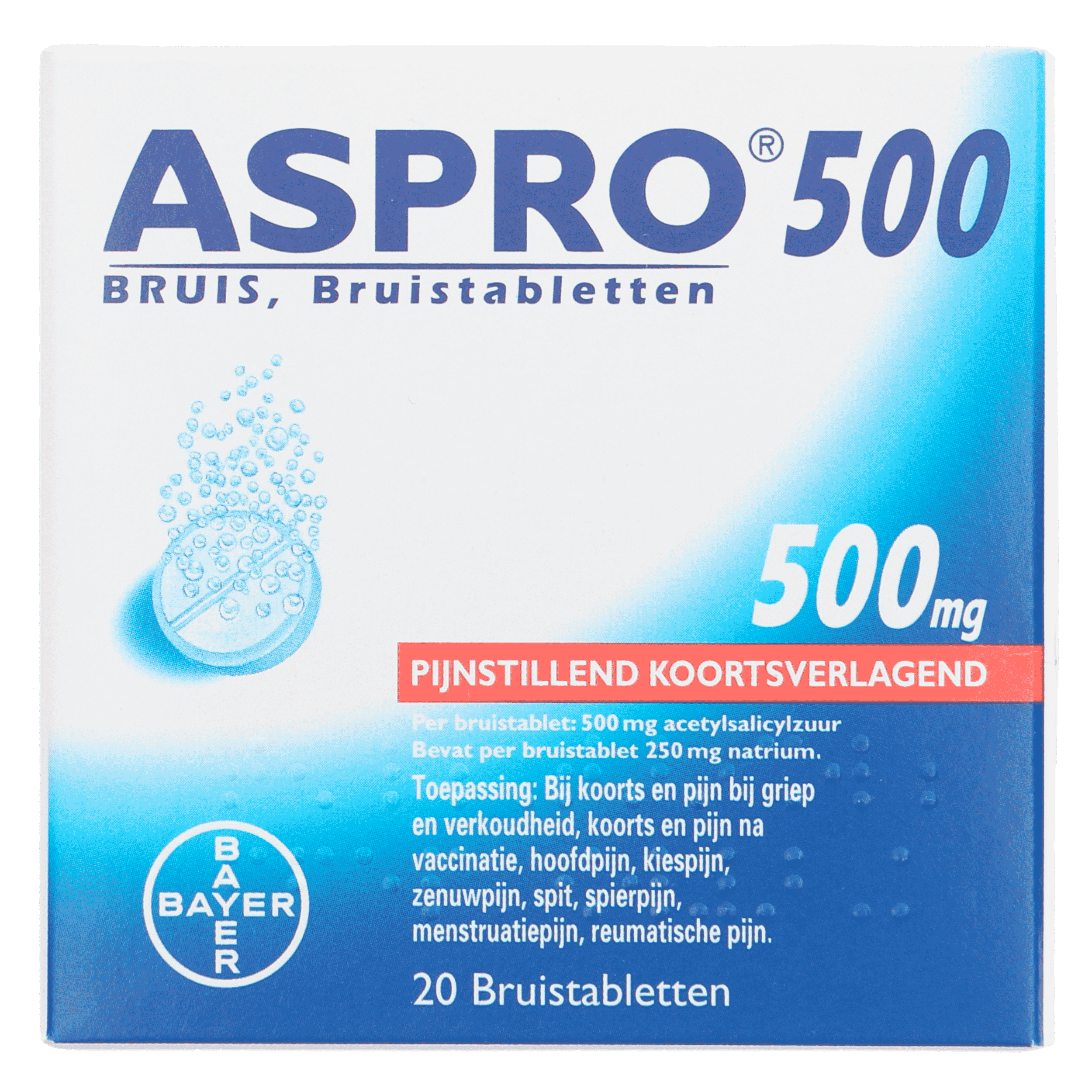 Aspro Bruistablet 500 mg Per Stuk 20 st