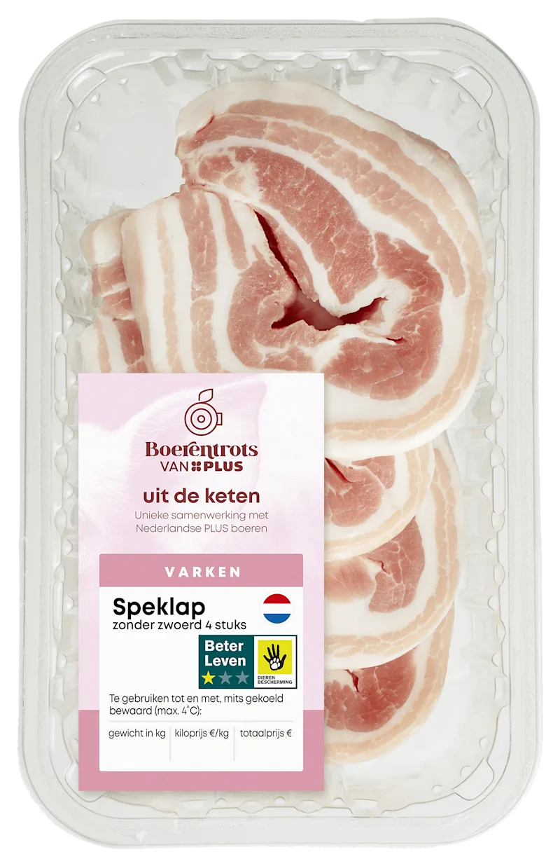PLUS Boerentrots Speklap zonder zwoerd 4 stuks