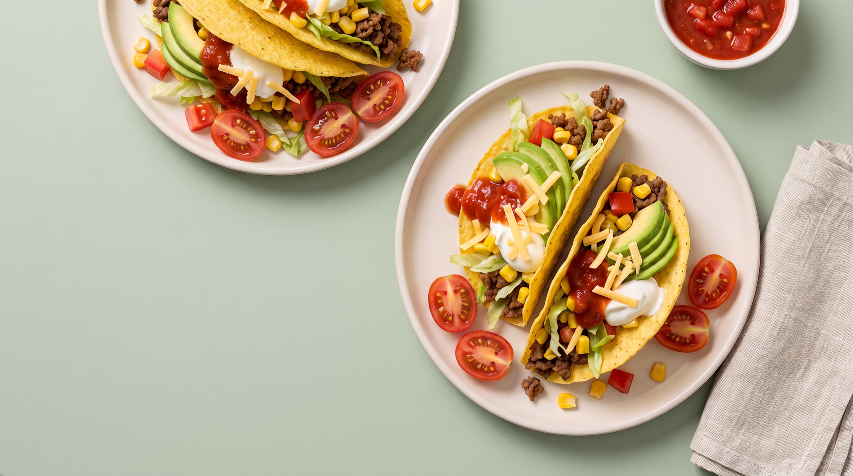 Taco's met gehakt en frisse groenten 