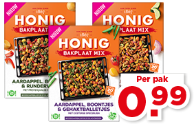Honig bakplaat mix, 0.99 per pak.