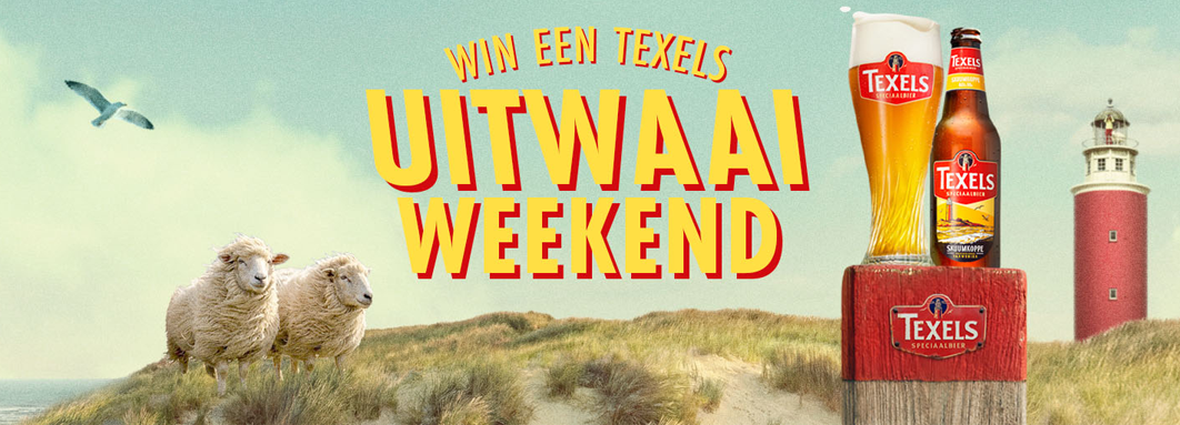 Afbeelding van Texel met de tekst "Win een Texels uitwaai weekend"