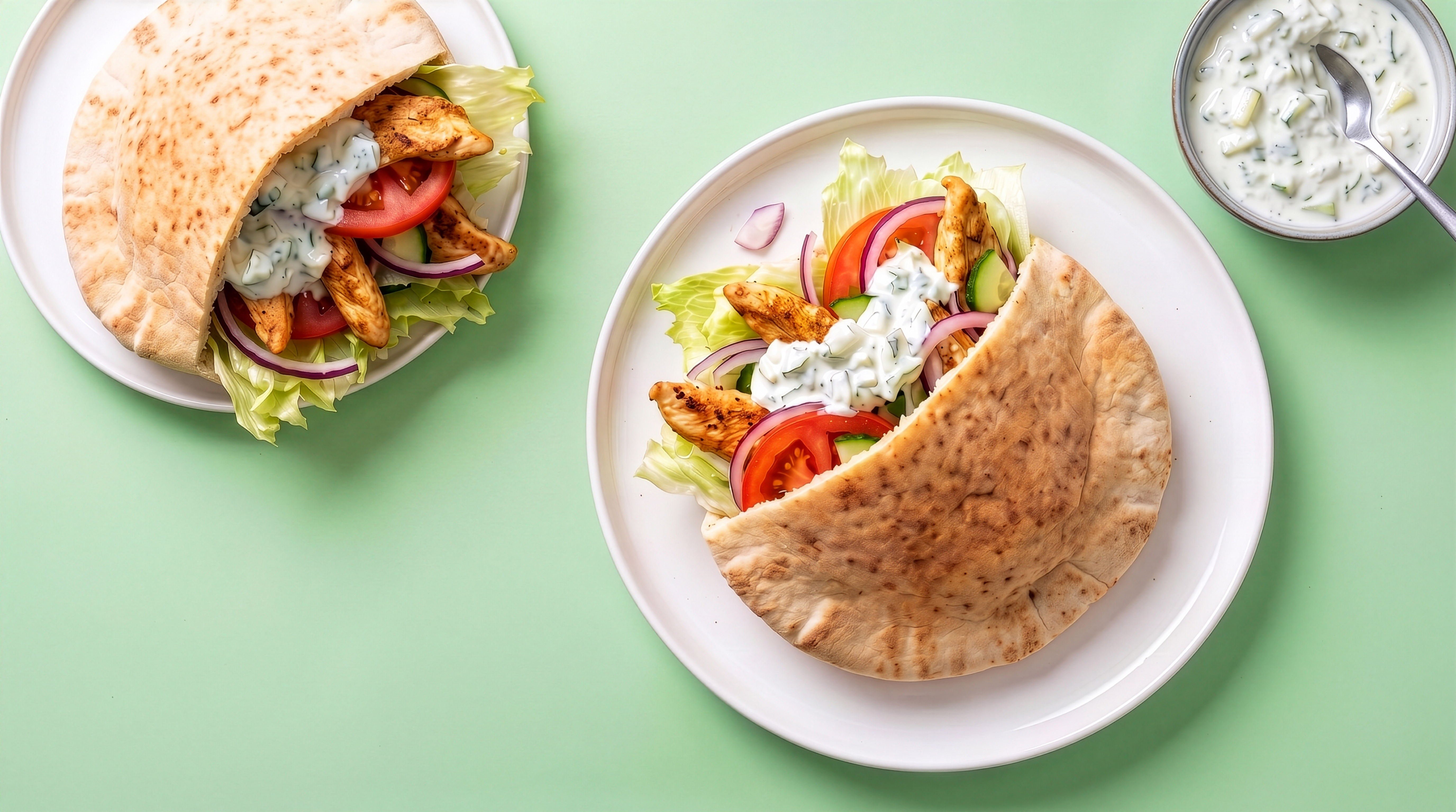 Pita met kip, rauwkost en tzatziki