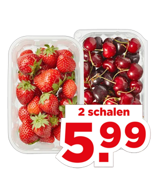 Aardbeien en kersen in de aanbieding