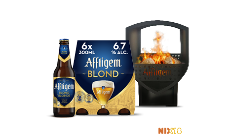 Maak kans op een Affligem Vuurkorf bij aankoop van 1 sixpack. De actie is geldig van 24 november t/m 9 december.