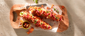 Korenlanders stokbrood pulled chicken van de BBQ