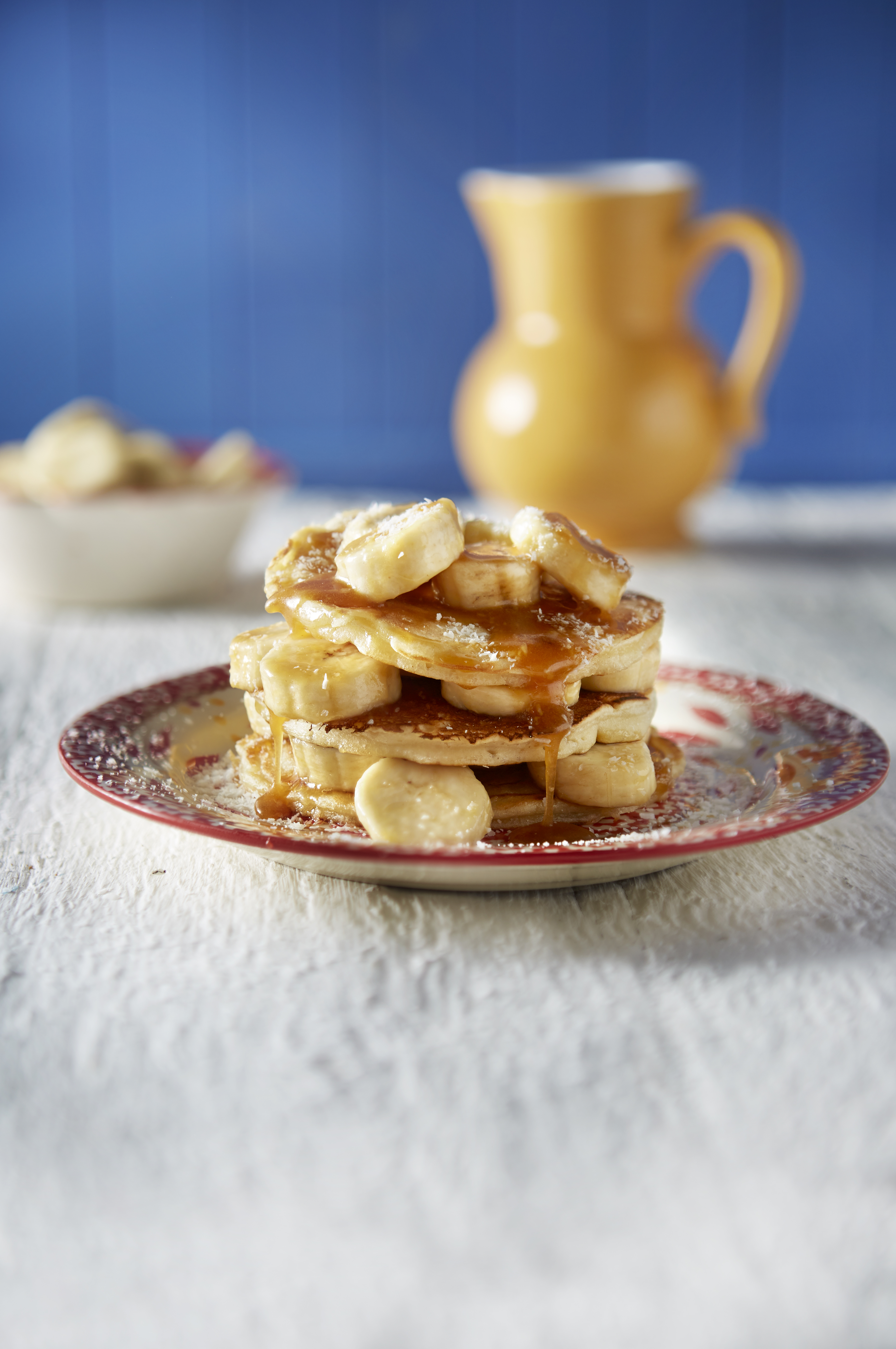 Kokospannenkoekjes met gekaramelliseerde banaan